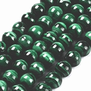 Malakit perler. Ægte. Grade AA. 10 mm